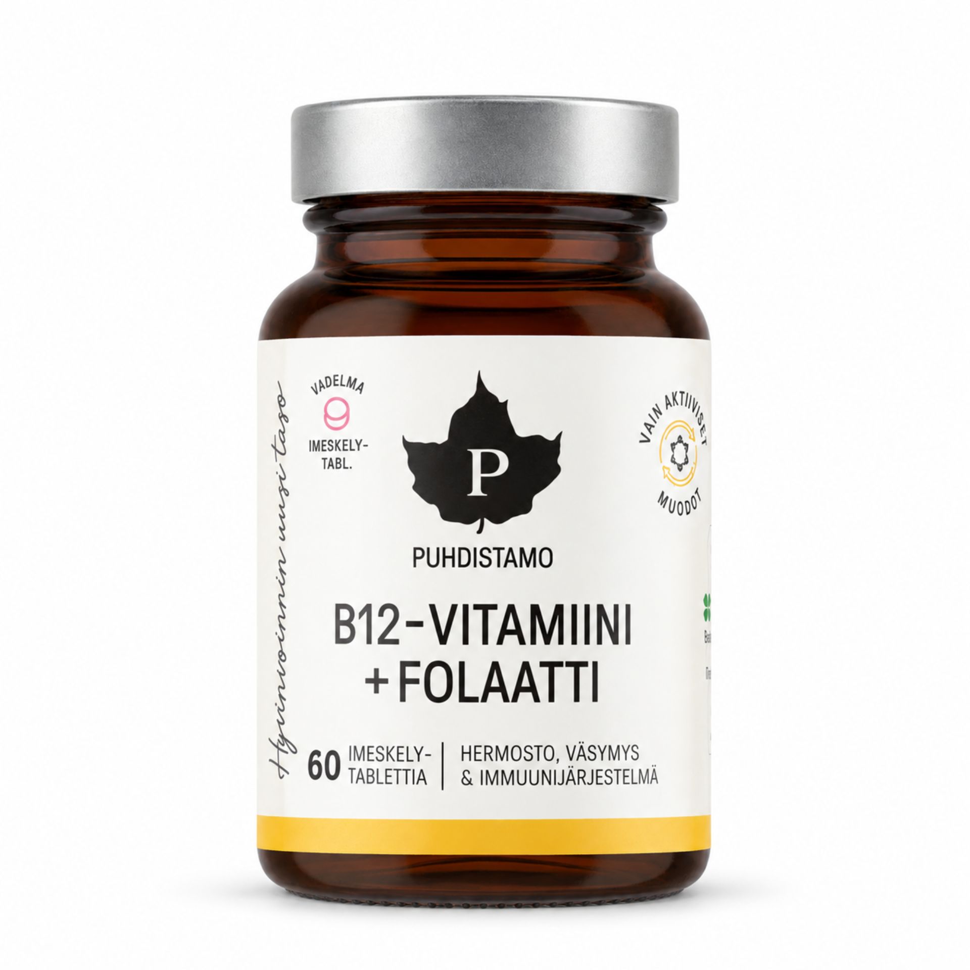 Puhdistamo - B12-Vitamiini + Folaatti (60 imeskelytablettia) 1 Puhdistamo - B12-Vitamiini + Folaatti