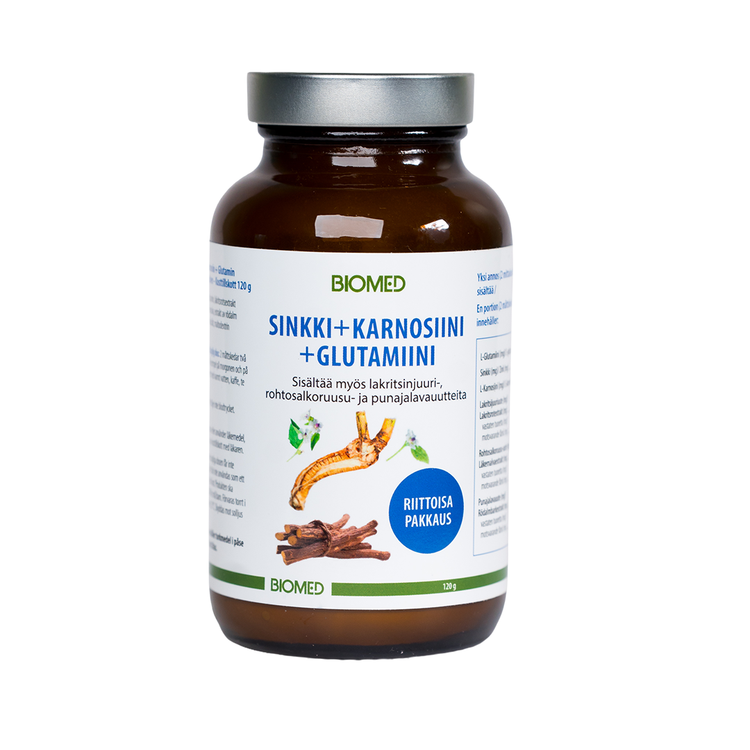 Biomed - Sinkki + karnosiini + glutamiini 120 g / 48 annosta