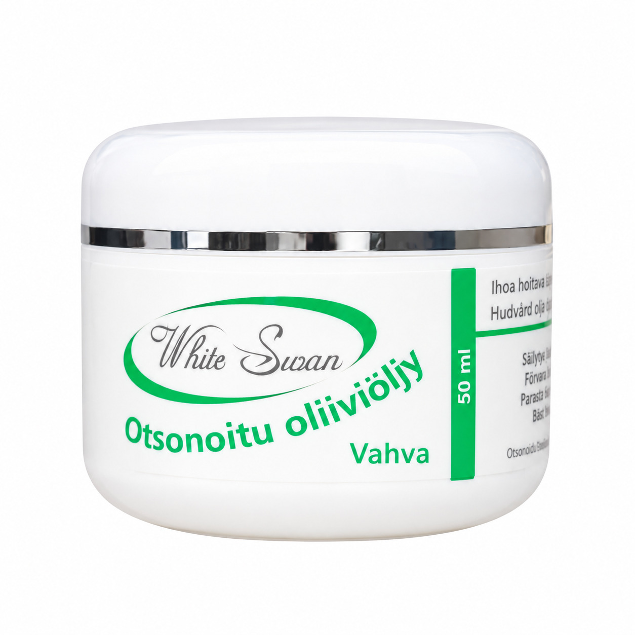 White Swan - Vahva otsonoitu oliiviöljy, 50 ml 1 White Swan - Vahva otsonoitu oliiviöljy, 50 ml