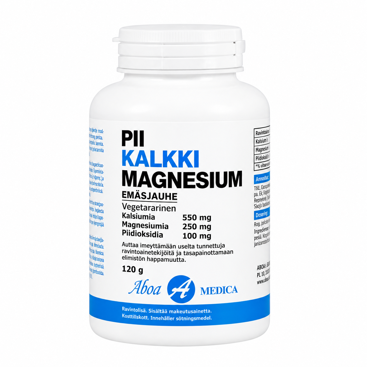 Aboa Medica - Pii-Kalkki-Magnesium emäsjauhe 120 g (TULOSSA ?) 1 Aboa Medica - Pii-Kalkki-Magnesium emäsjauhe 120 g (TULOSSA ?)