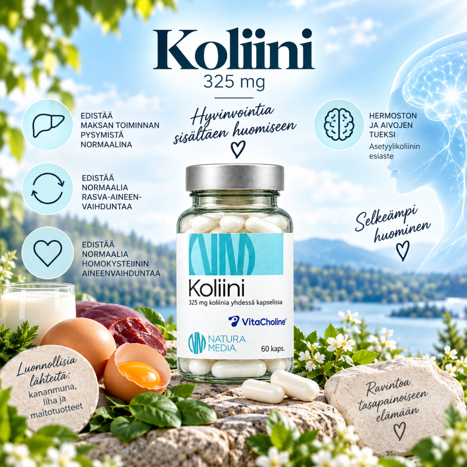 Natura Media - Koliini 325 mg (60 kaps) 1 Natura Media - Koliini 325 mg (60 kaps)