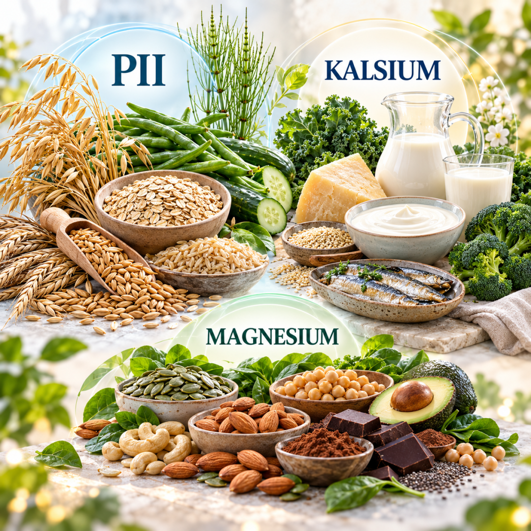 Pii,kalsium,magnesium ruokalähteet